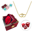 Caixa com Rosa Eterna + Colar Gravado com Nomes