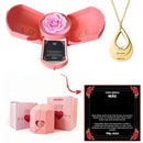 Caixa com Rosa Eterna + Colar Gota Personalizado