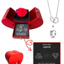 Caixa com Rosa e Colar (Personalizado anel do abraço)